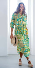 Load image into Gallery viewer, Fergie Cuffed Sleeve Dress, Green and Yellow Paisley
