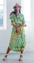 Load image into Gallery viewer, Fergie Cuffed Sleeve Dress, Green and Yellow Paisley
