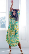 Load image into Gallery viewer, Fergie Cuffed Sleeve Dress, Green and Yellow Paisley
