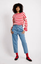 Load image into Gallery viewer, The Slouchy Rib Knit Top in Red and Cream Stripe
