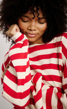 Load image into Gallery viewer, The Slouchy Rib Knit Top in Red and Cream Stripe
