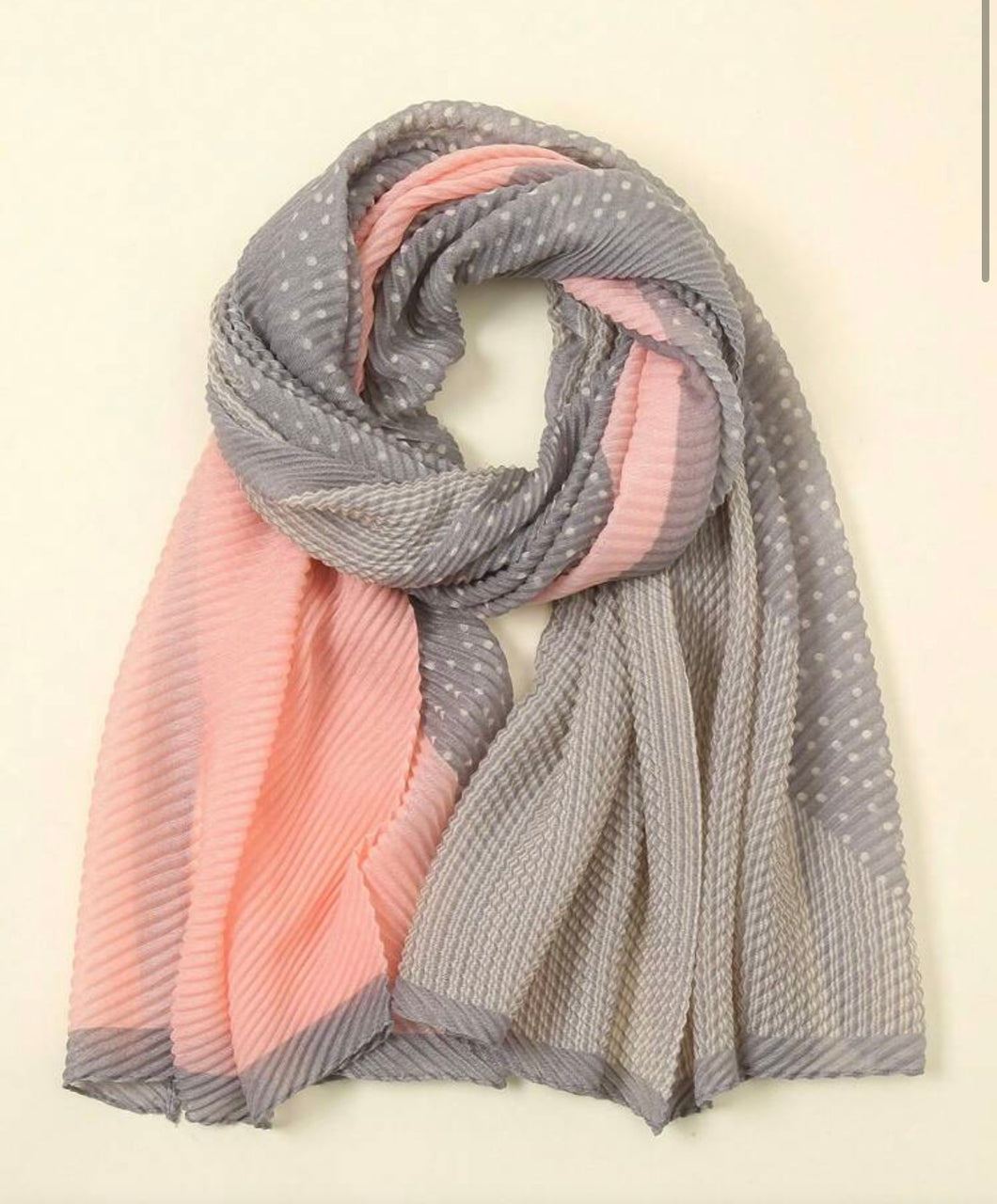 Crinkle scarf - pink / grey