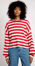 Load image into Gallery viewer, The Slouchy Rib Knit Top in Red and Cream Stripe
