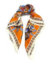 Load image into Gallery viewer, Silky Square Scarf | Bouquet Orange
