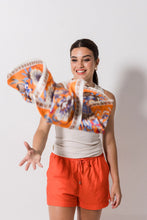 Load image into Gallery viewer, Silky Square Scarf | Bouquet Orange
