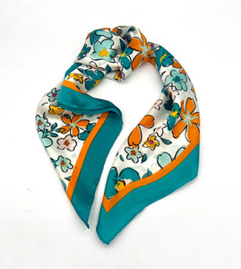 Silky Square Scarf | Daisy Teal