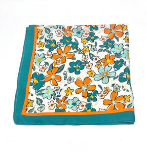 Silky Square Scarf | Daisy Teal