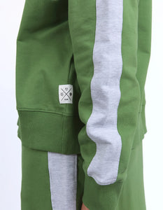 Sloane Fleece Crew Cedar top - Green / grey Melange trim